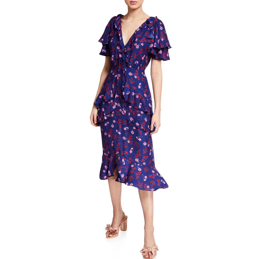 TALULAH The Yearning Ruffle Blue Midi Dress - Picture 8 of 16